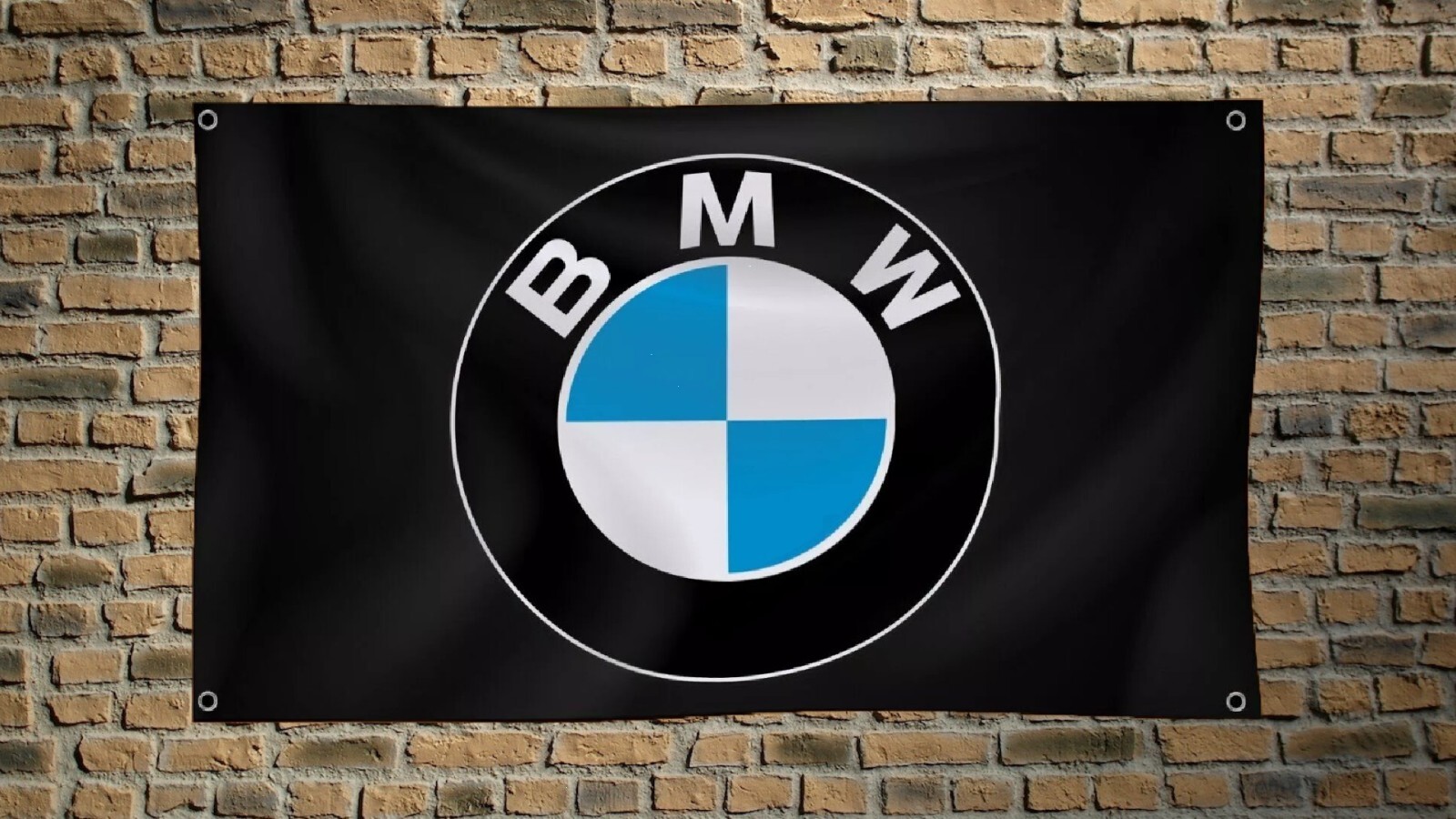 BMW Flag 3x5 FT Logo Car Black Banner for Garage Workshop Man Cave Wall
