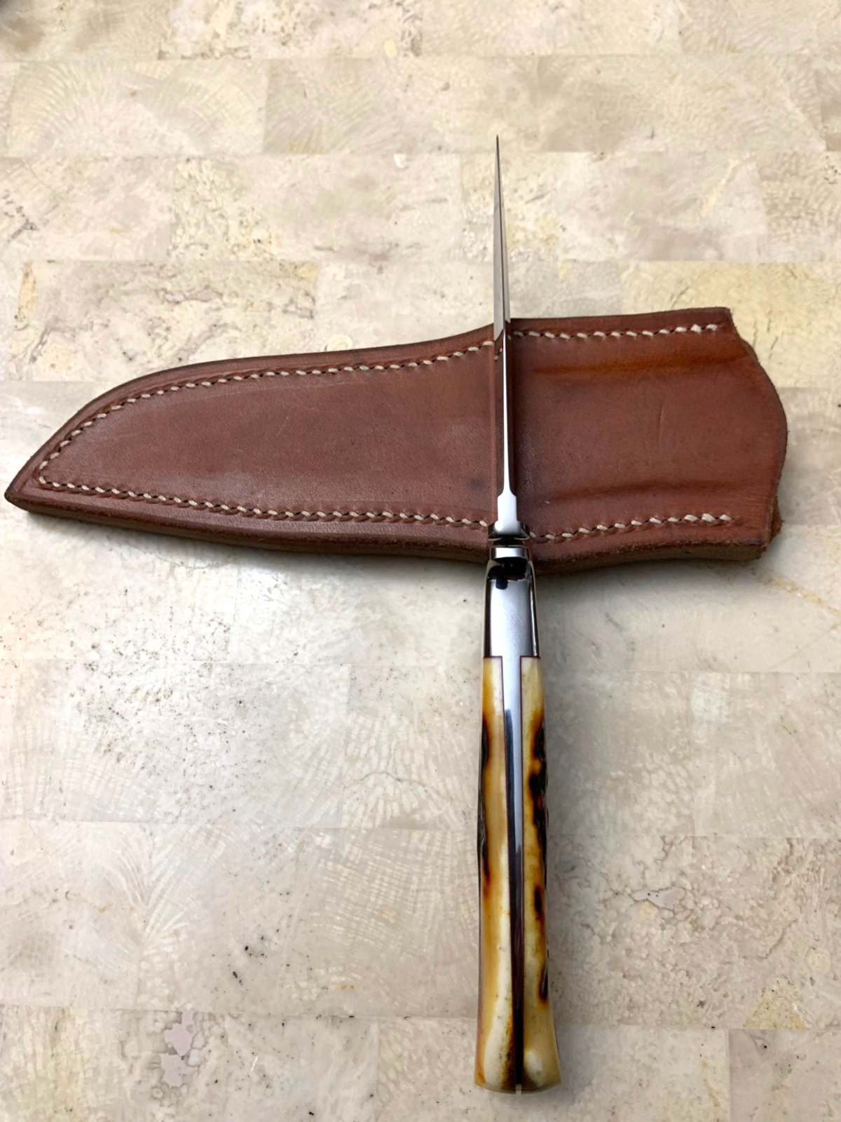 John Young Ephraim UT Bob Loveless Style Beautiful Stag Handle Sheath Never Used