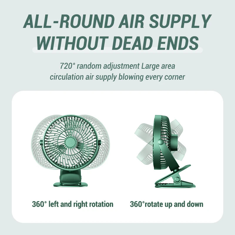6" USB Desk Clip On Fan Small Air Circulator Portable Cooling Camping Stroller