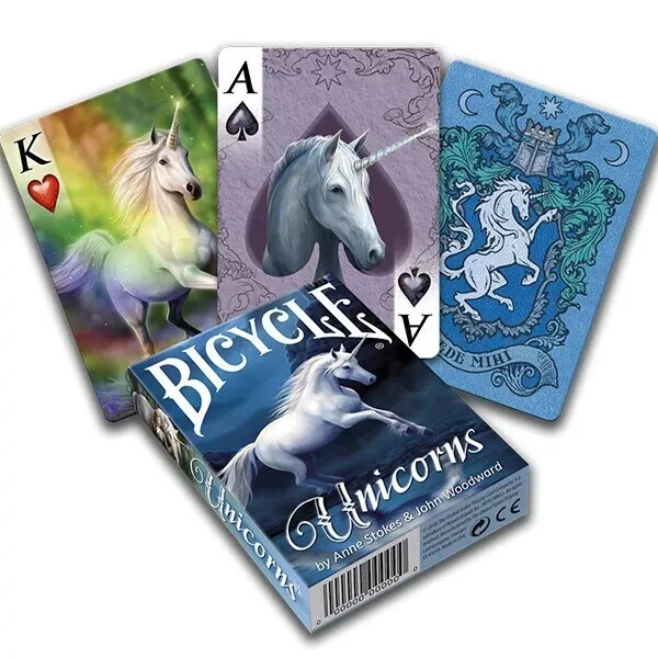 Lot 2 Bicycle Anne Stokes Unicorn 1 Purple & 1 Blue Deck Playing Cards