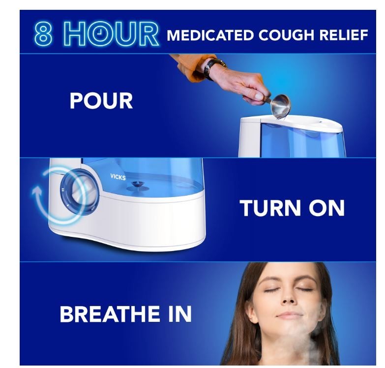 Vicks VapoSteam Medicated Liquid with Camphor, a Cough Suppressant, 8 Oz – VapoS