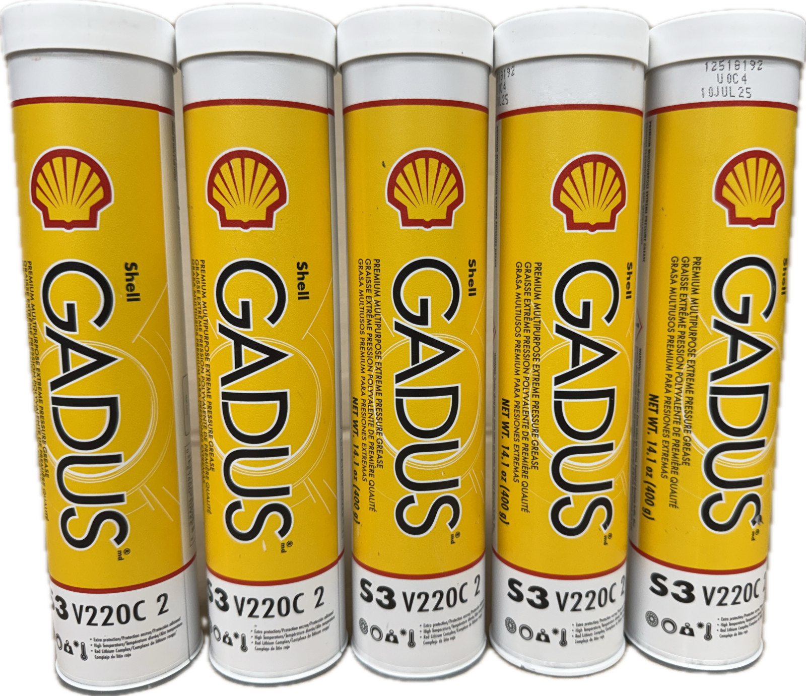 SHELL GADUS S3 V220C 2 PREMIUM MULTIPURPOSE EXTREME PRESSURE GREASE 5 PK 14.1oz