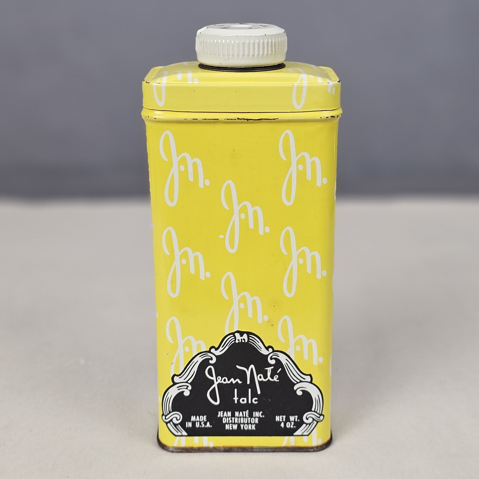 Vintage Jean Nate Talc Powder Tin 4oz USA 1950s No. 60