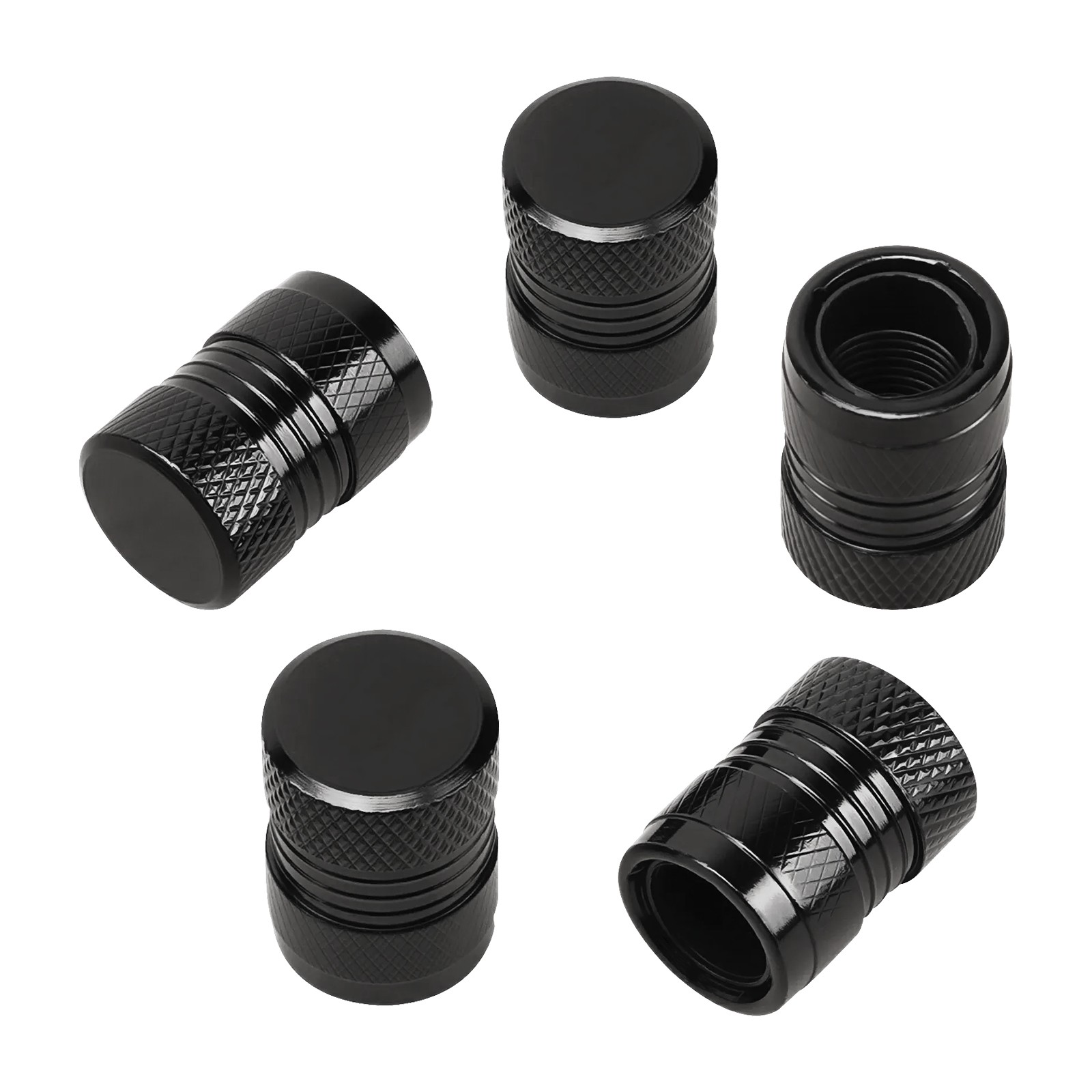 5X Pack Aluminum Valve Stem Caps Tire Covers Rust-Free Metal Screw Lid Car/Truck