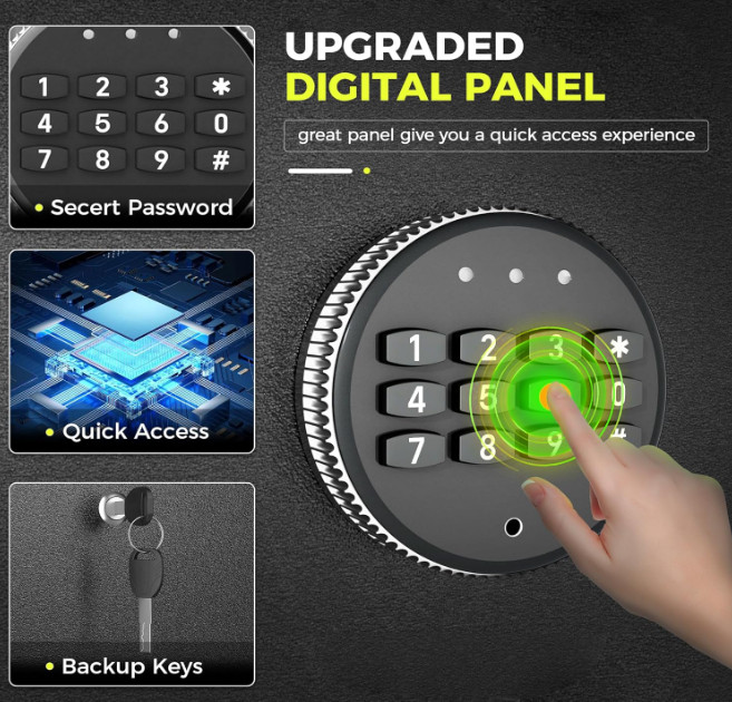 10-15 Gun Safe Biometric Fireproof Rifle & Pistol Cabinet Quick Access