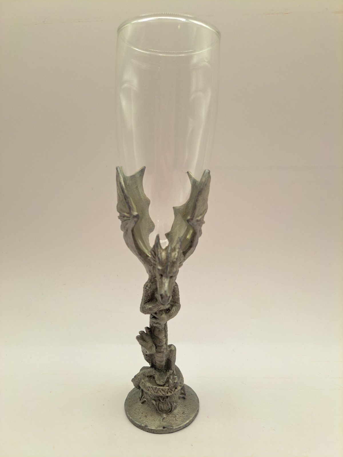 Pewter Dragon Champagne Glass Handcrafted 8"
