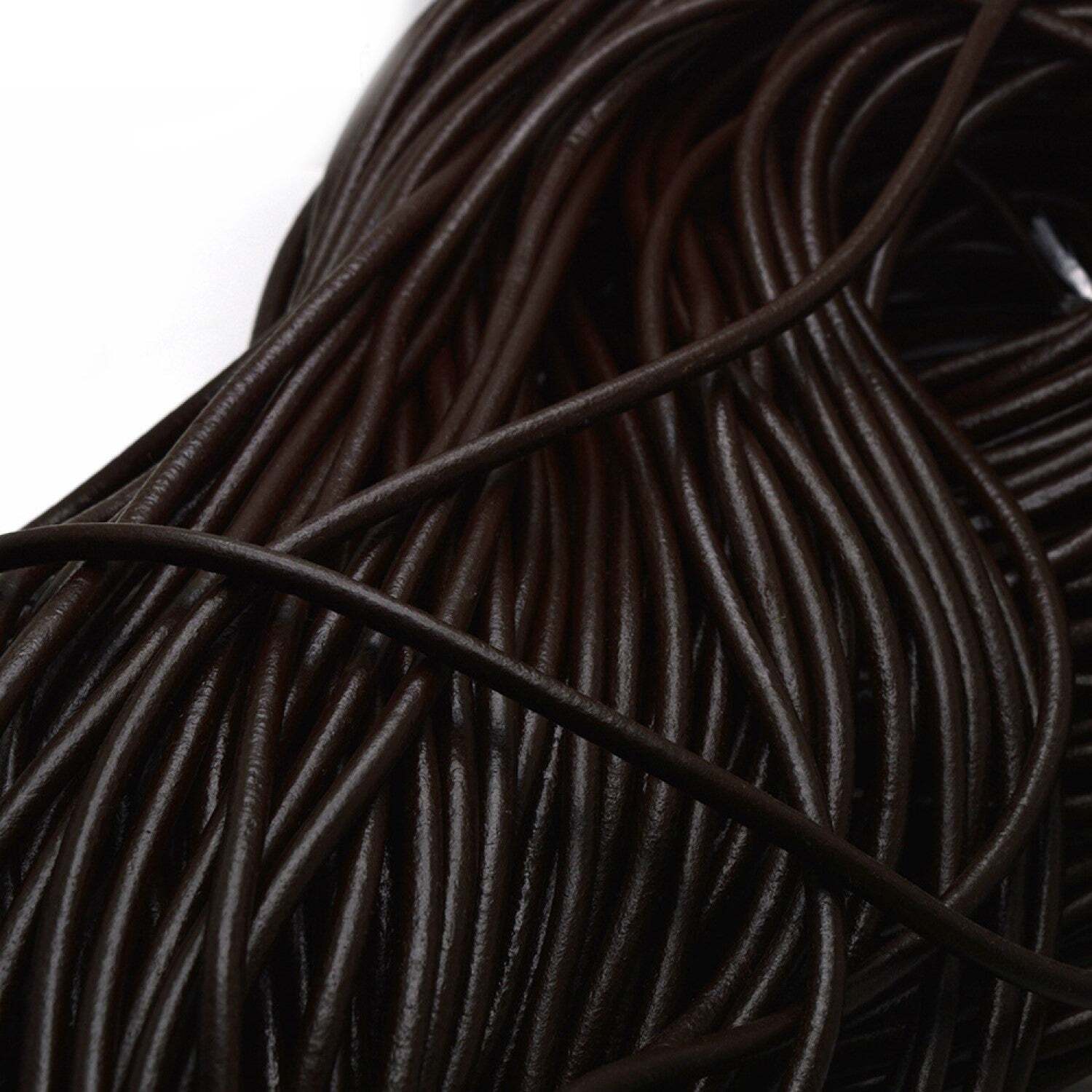 6mm Round Genuine Leather Cord for Jewelry Making 1.1 Yard - Brown