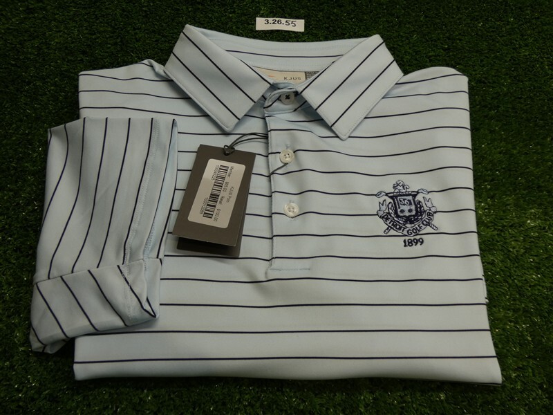 Kjus Men's Soren Melange Polo Stripe Golf Shirt C.C Logo Blue/Navy 50 Medium
