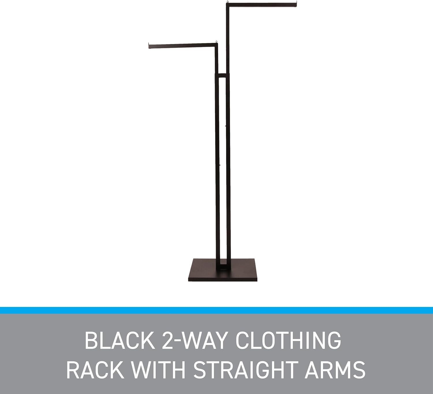 Clothes Rack Two Way 2 Straight Arms Clothing Garment Black Matte & Chrome 72"
