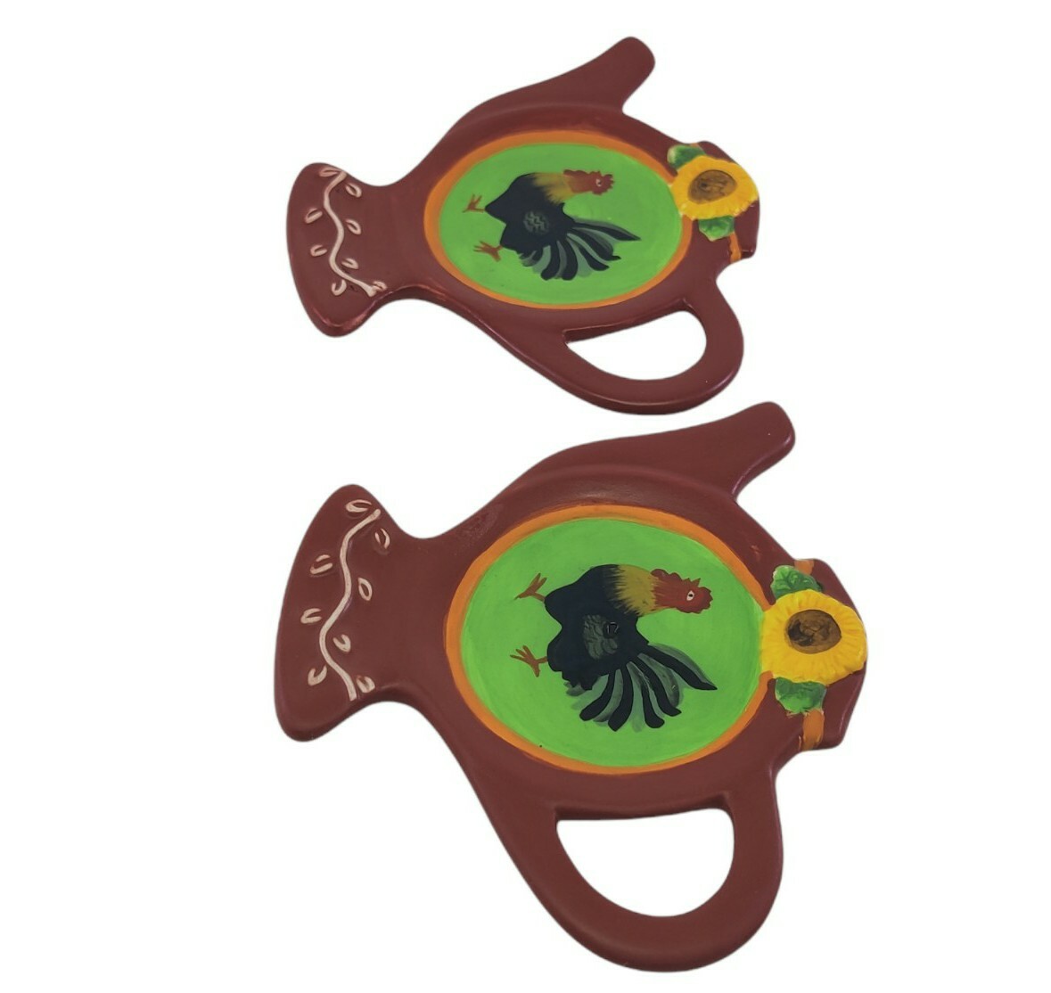 2 x Susan Winget Avignon Morning Brownlow Tea Bag Holders Rooster Sunflowers