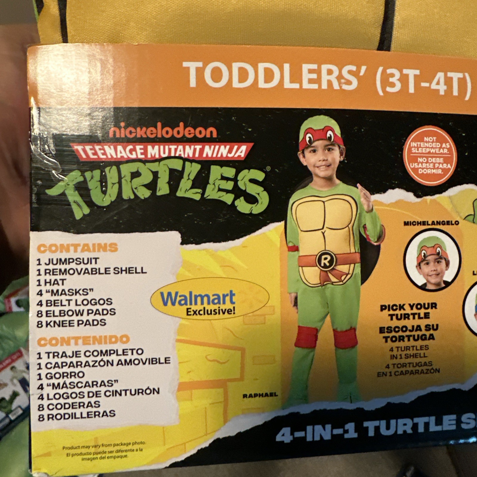 Halloween Costume Boy Toddler 3t-4t TMNT Turtles 4 In 1 Turtle Set New