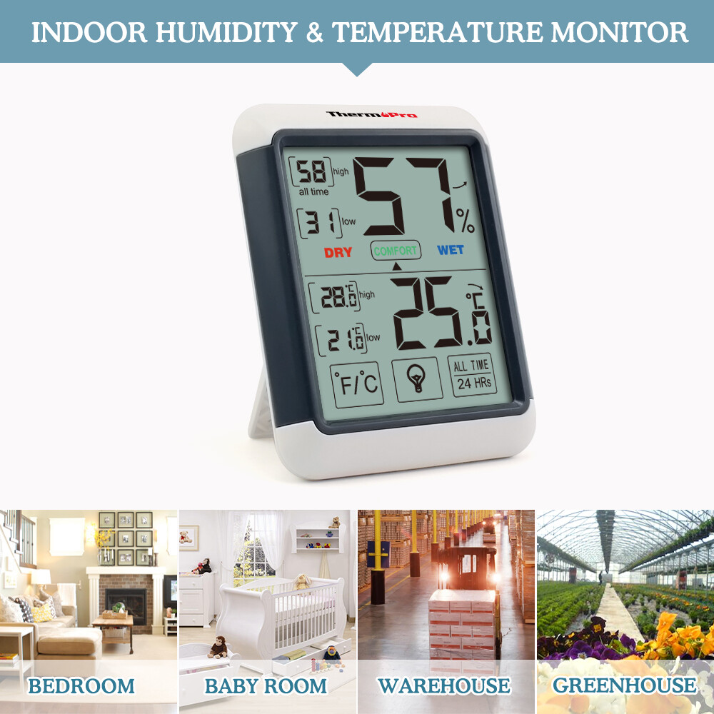 2×ThermoPro Digital Indoor Thermometer Hygrometer Touchscreen Humidity Monitor