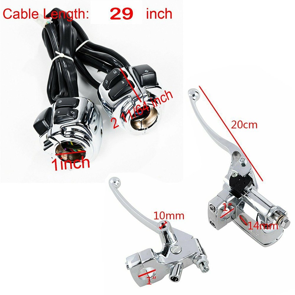 Chrome 1" Switch Control Housing + Master Cylinder Brake Clutch Lever For Harley