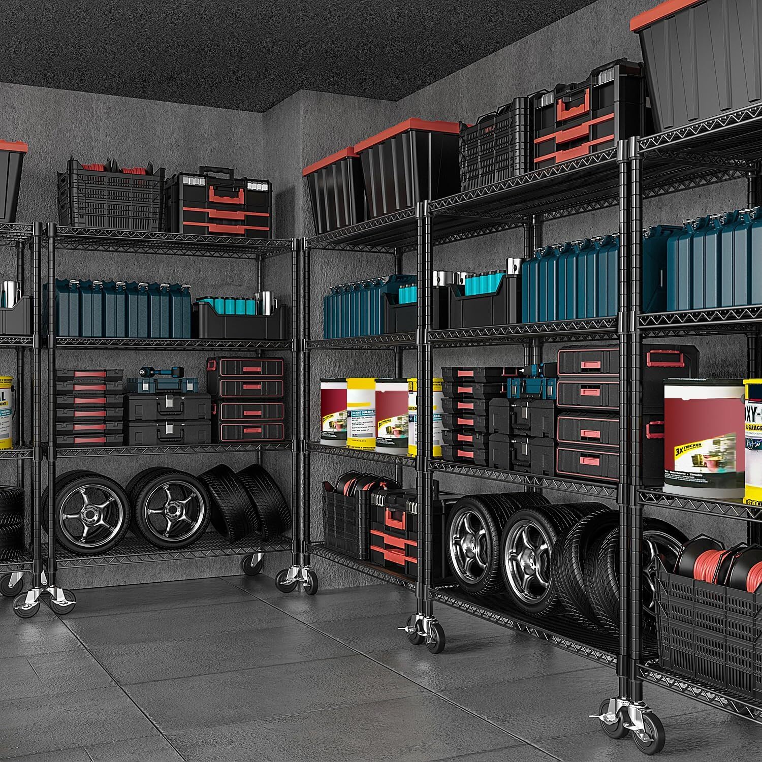 Heavy Duty 4-Tier Industrial Metal Shelves Garage Shelving Rack 53W*23D*74H