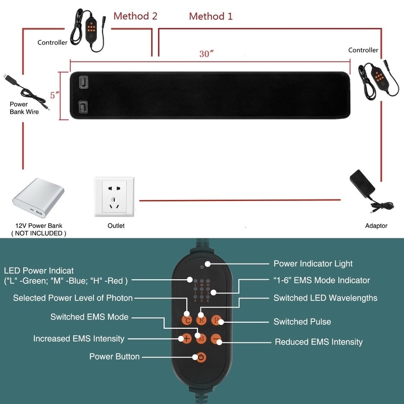 LED Red Light Therapy Device W/Pulse Mode for Foot Neuropathy Joint Pain Relief