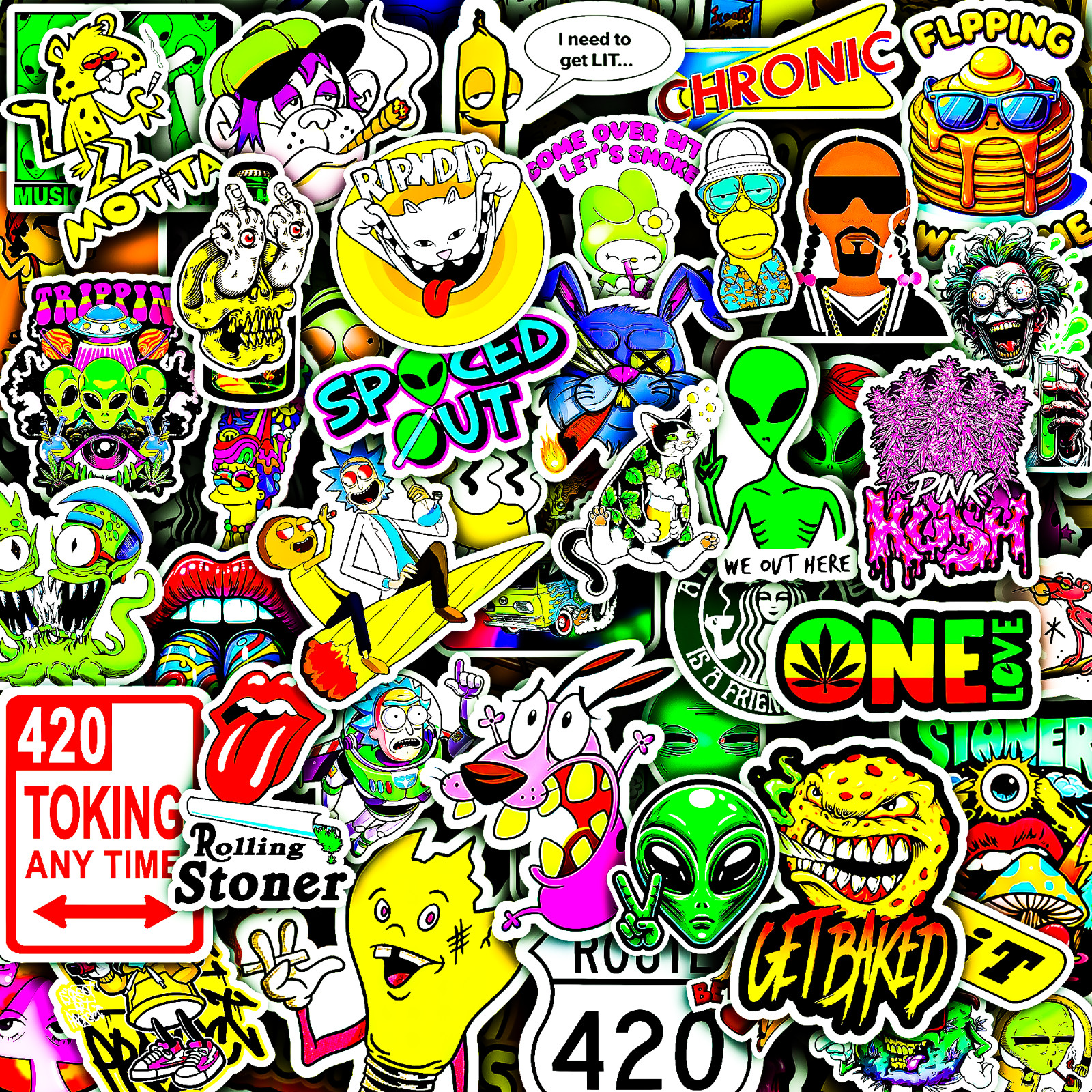 50 pcs Random Vinyl Stickers Pack Graffiti Urban Decals for Laptops, Skateboards