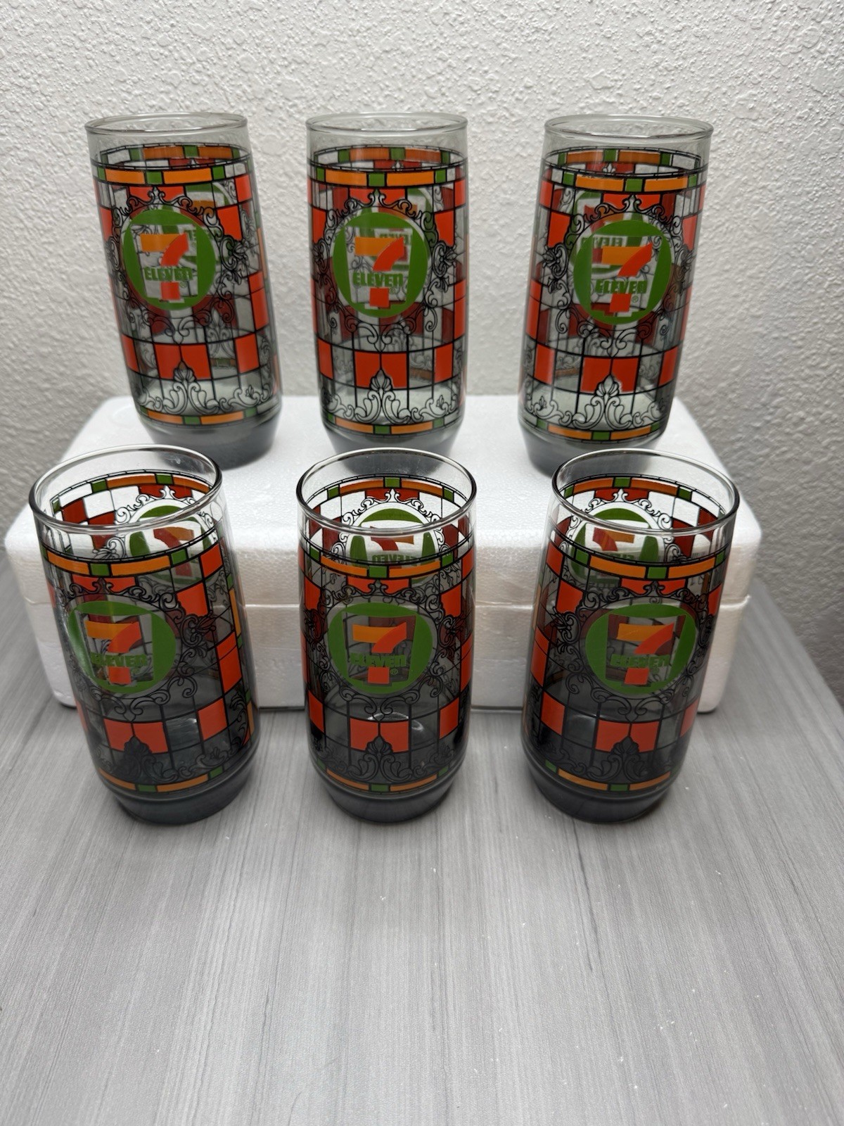 7-Eleven Vintage 1970s Drinking Glasses Lot Of 6 Collectible Glass