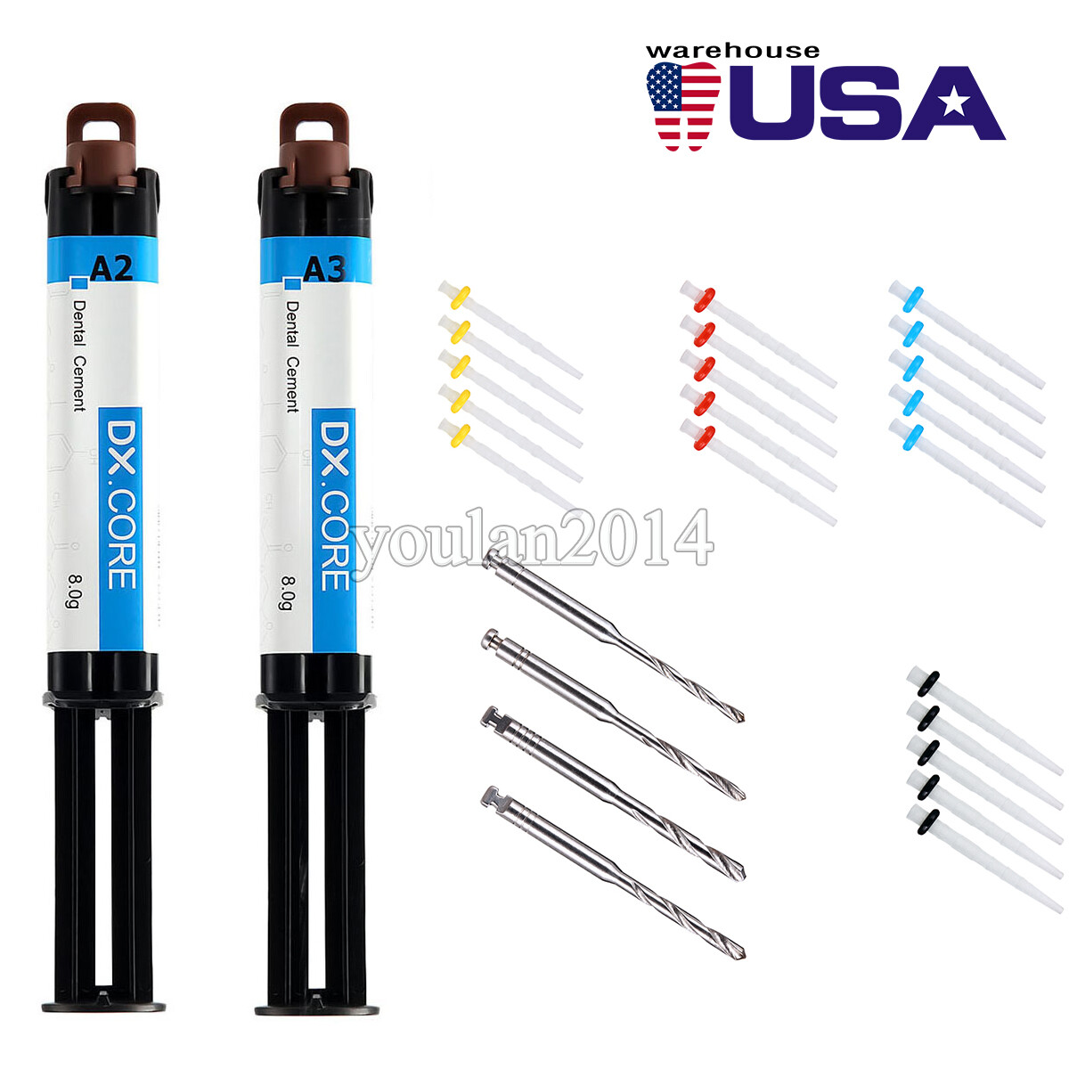 Dental Dentex Dual Cure Composite Resin Core Build A2 A3 /AAA Fiber Post