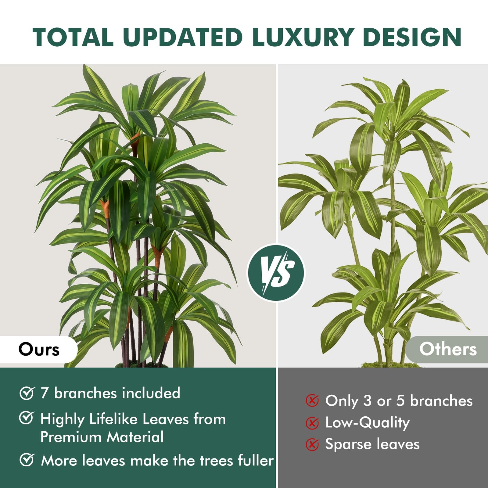 Artificial Dracaena Tree 5FT Fake Tree with Black Tall Planter Indoor Decor