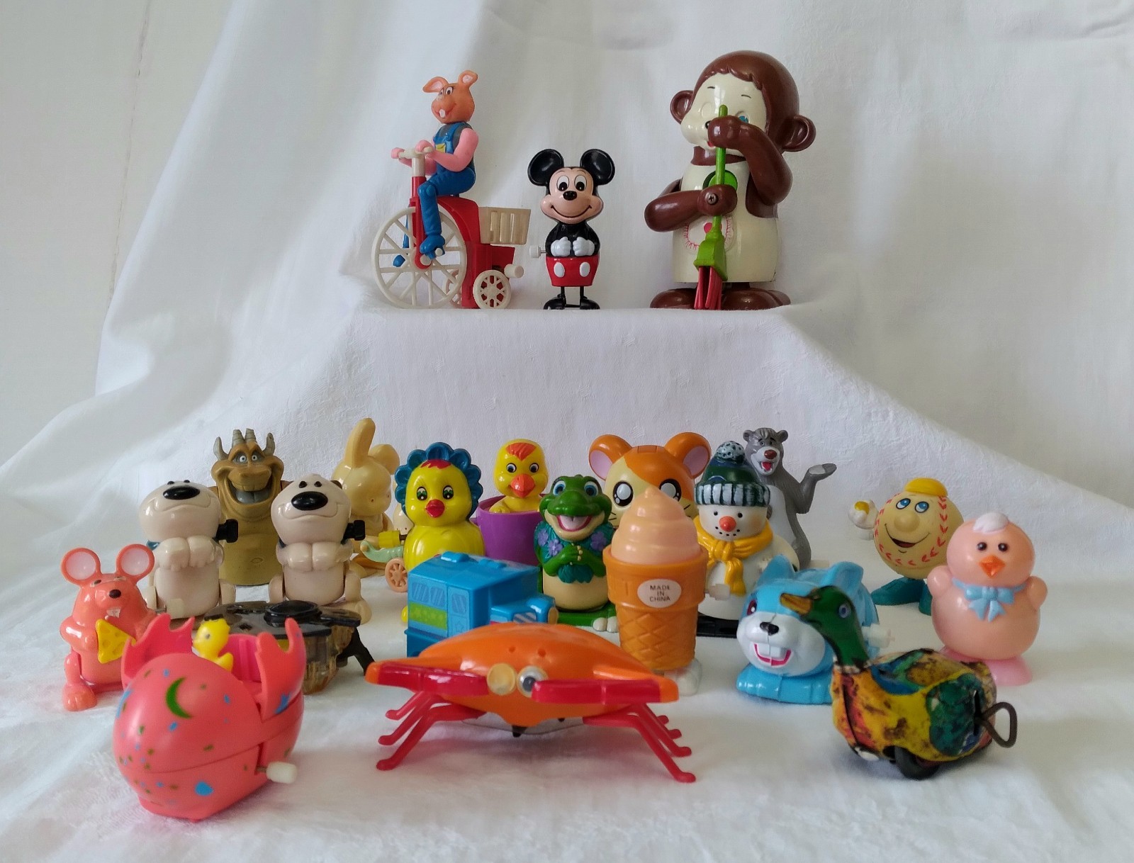 Lot 23 Vintage Wind-Up Toys Tested Work Disney Mickey Mouse Easter Bunny Chicks