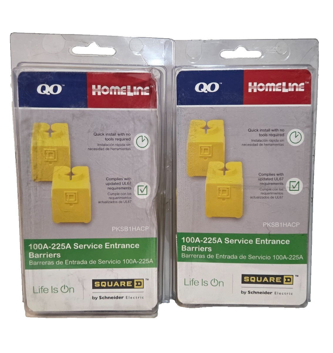 2 PACKS Square D 100 AMP- 225 AMP Service Entrance Barriers