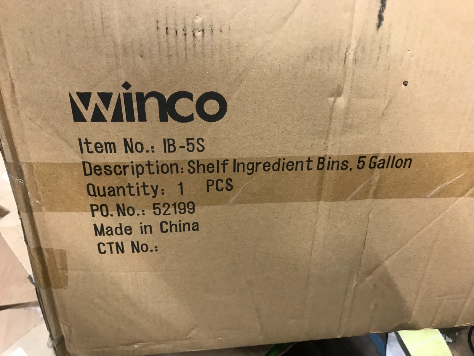 Winco Polypropylene 80 Cup Shelf Ingredient Bin 5 Gallon - Item # IB-5S