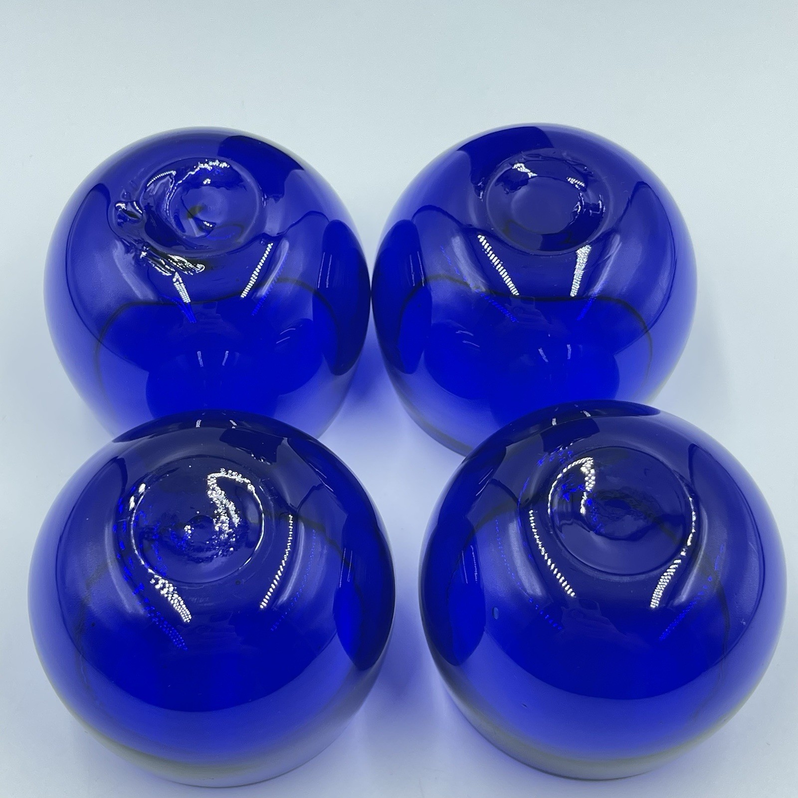 Vgt Cobalt Blue Cocktail Shaker with 4 Roly Poly Glasses Chrome Plate Shaker Top