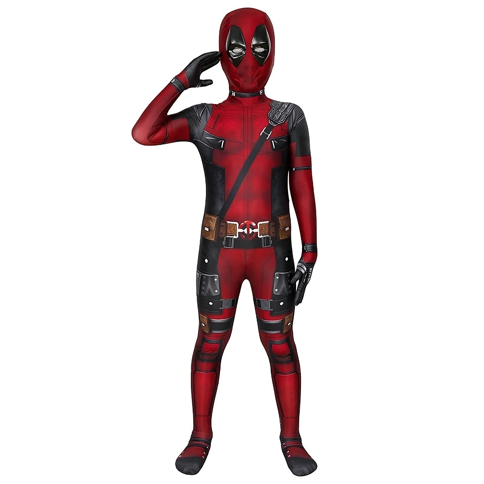 Kids Deadpool Costume Halloween Superhero Jumpsuit with Swords Gift Set