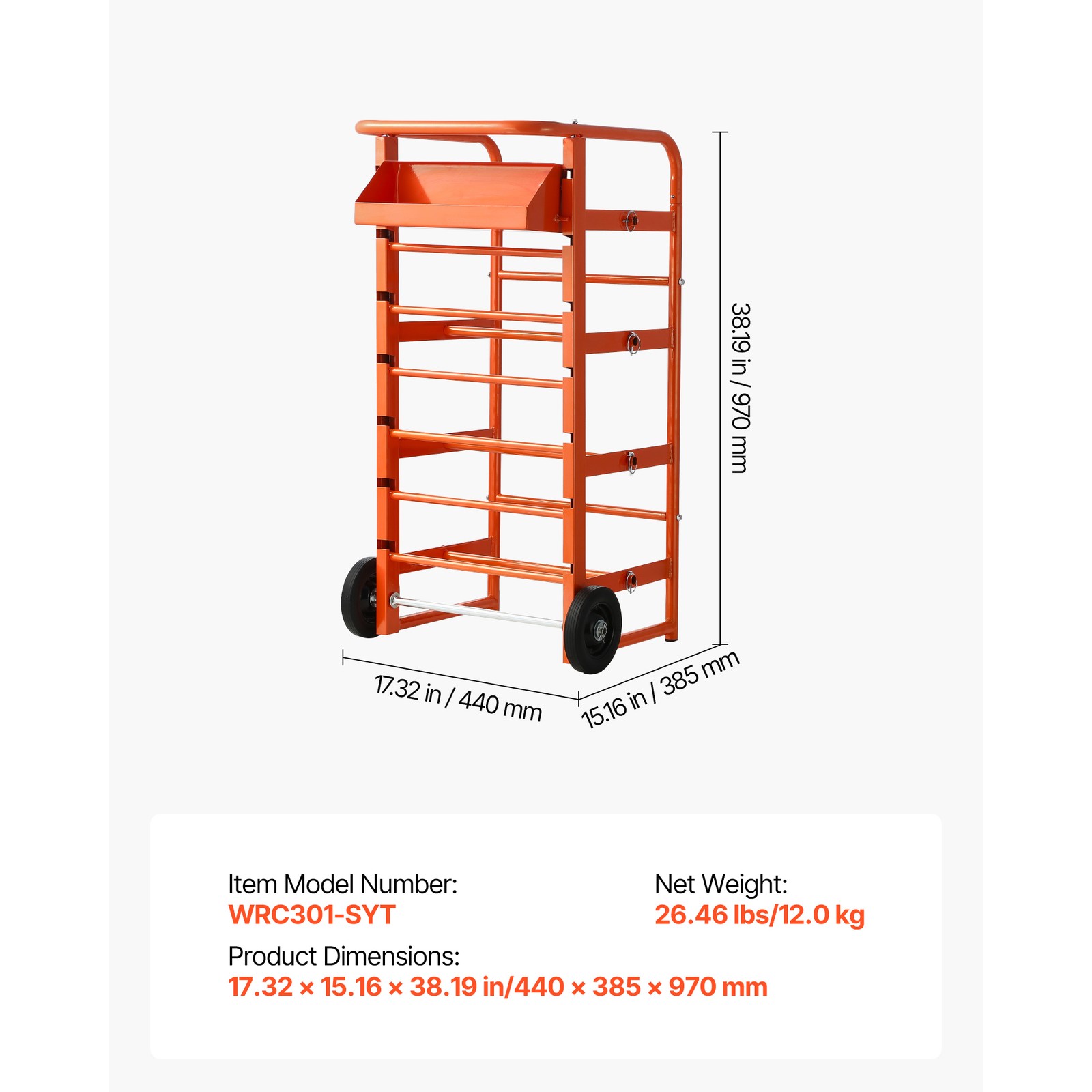 Wire Spool Rack 11 Rods Cable Caddy Wire Spool Cart for Industrial Electrical
