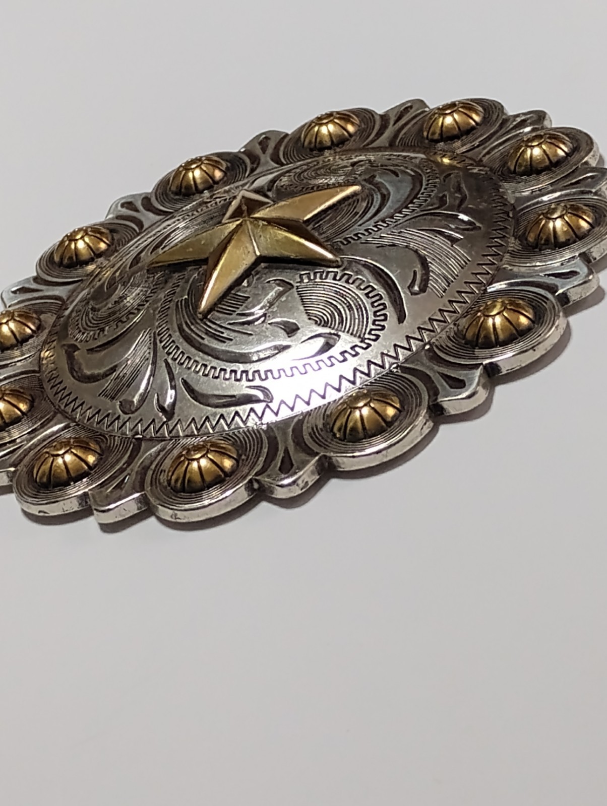 Large 4-1/2 inch Vintage Western Star Berry Concho with Chicago Screw Back #1