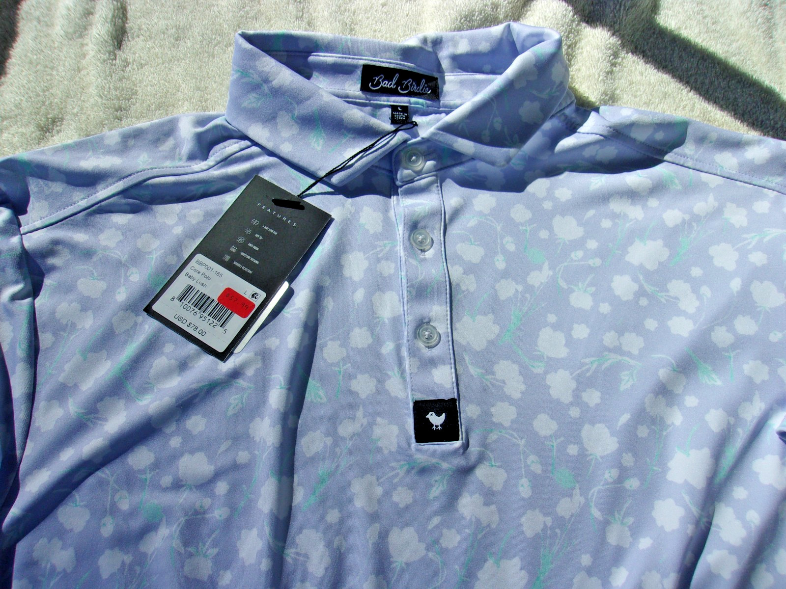 Bad Birdie Men's Golf Polo Shirt Purple Floral NWT L, XXL