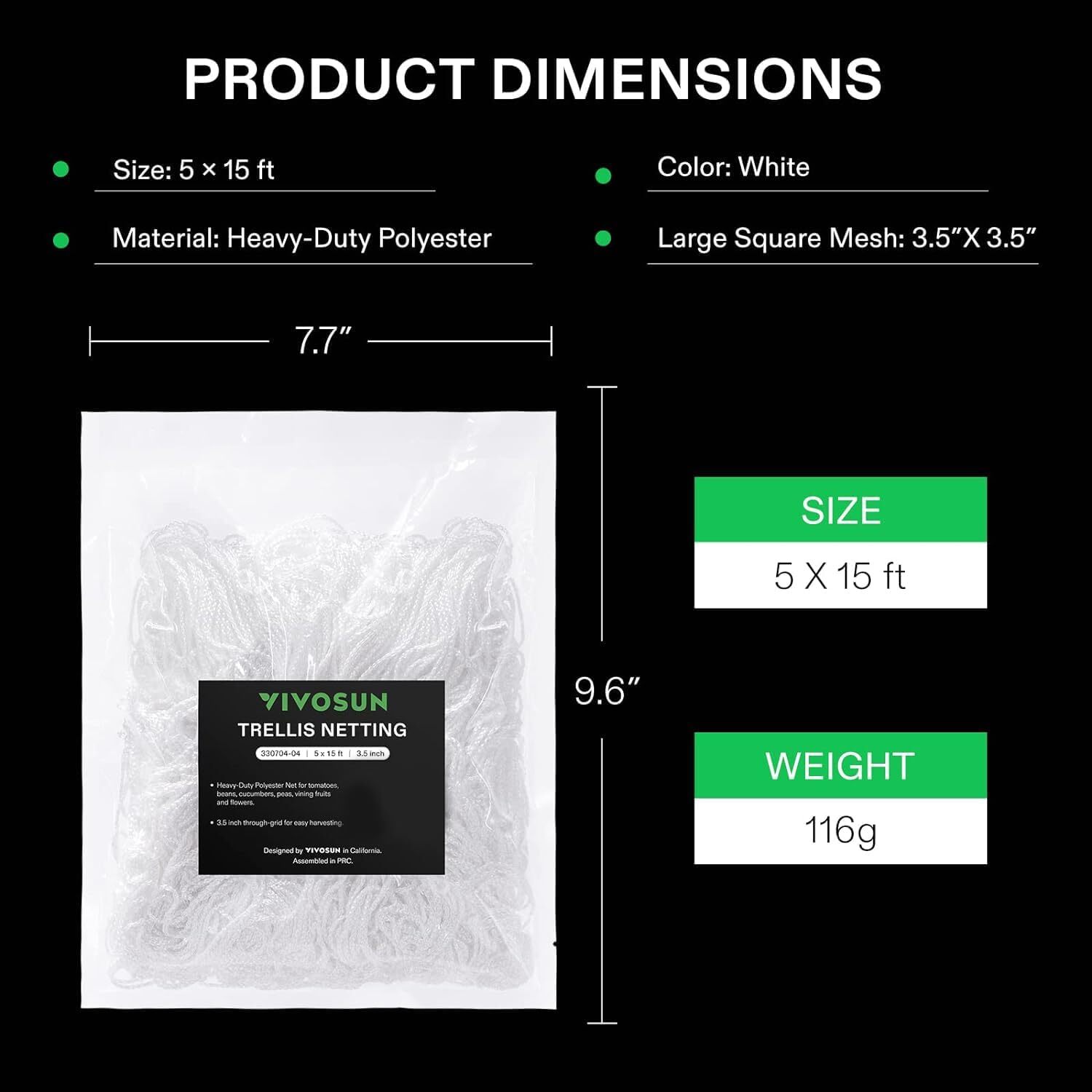 VIVOSUN 15'/30' Heavy Duty Grow Trellis Netting Polyester Plant Climb