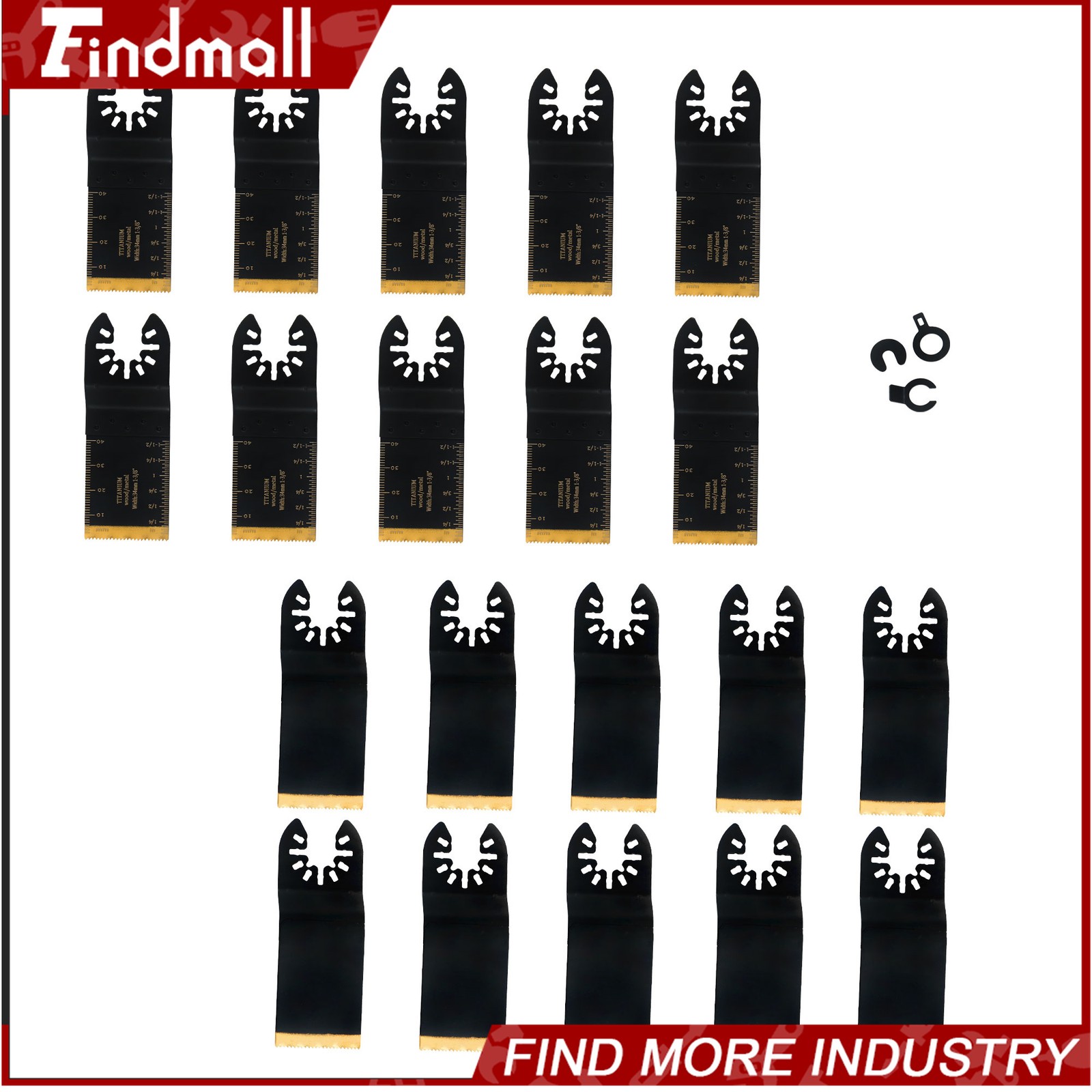 Findmall 20 PCS Titanium Oscillating Multi Tool Blades Kit for Metal & Wood