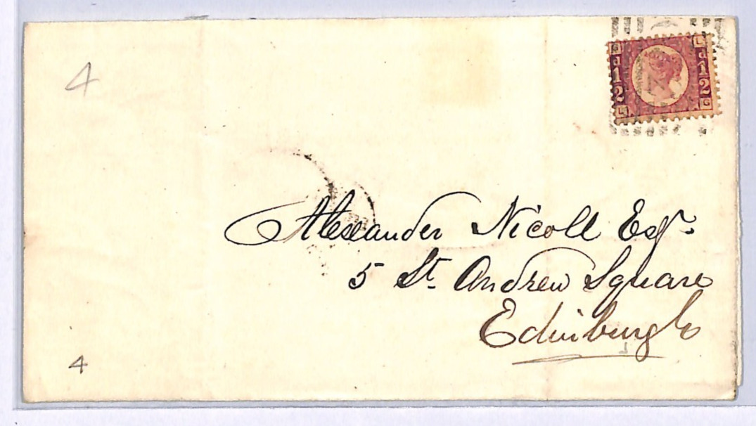 GB QV BANTAM ½d Plate 4 (LG) *TRANENT* Haddington 1872 Edinr Scotland XB52