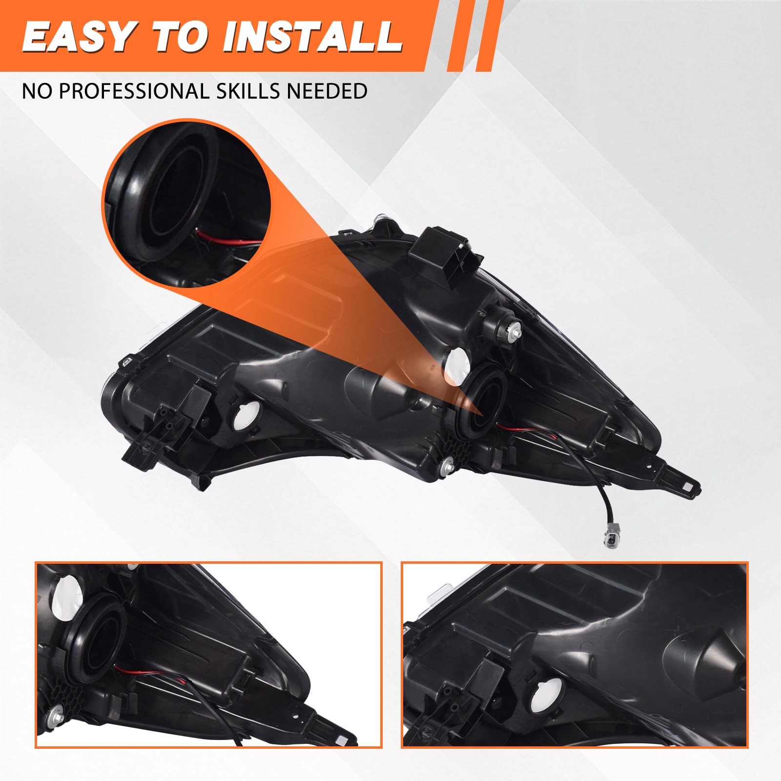 Headlight W/O Bulbs for Mitsubishi Mirage G4 Sedan Pair Halogen Head Lamp