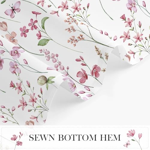 Watercolor Floral Shower Curtain Butterfly Flower 72"W x 72"L (Pack of 1) Pink