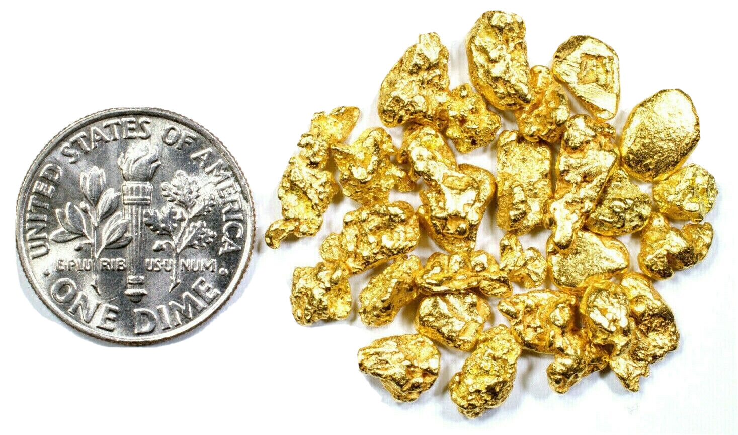 1.000+ GRAMS ALASKAN YUKON BC NATURAL PURE GOLD NUGGETS #6 MESH W BOTTLE (#B600)