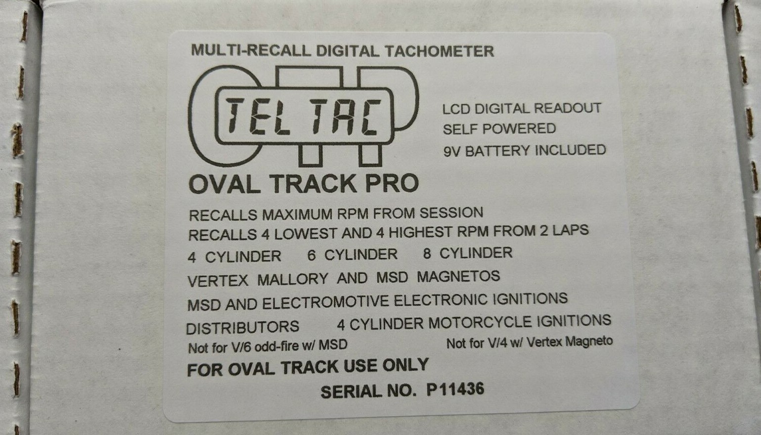 NEW Tel Tac OTP Memory Tachometer Tach II Sprint Car Late Model Oval Track Pro