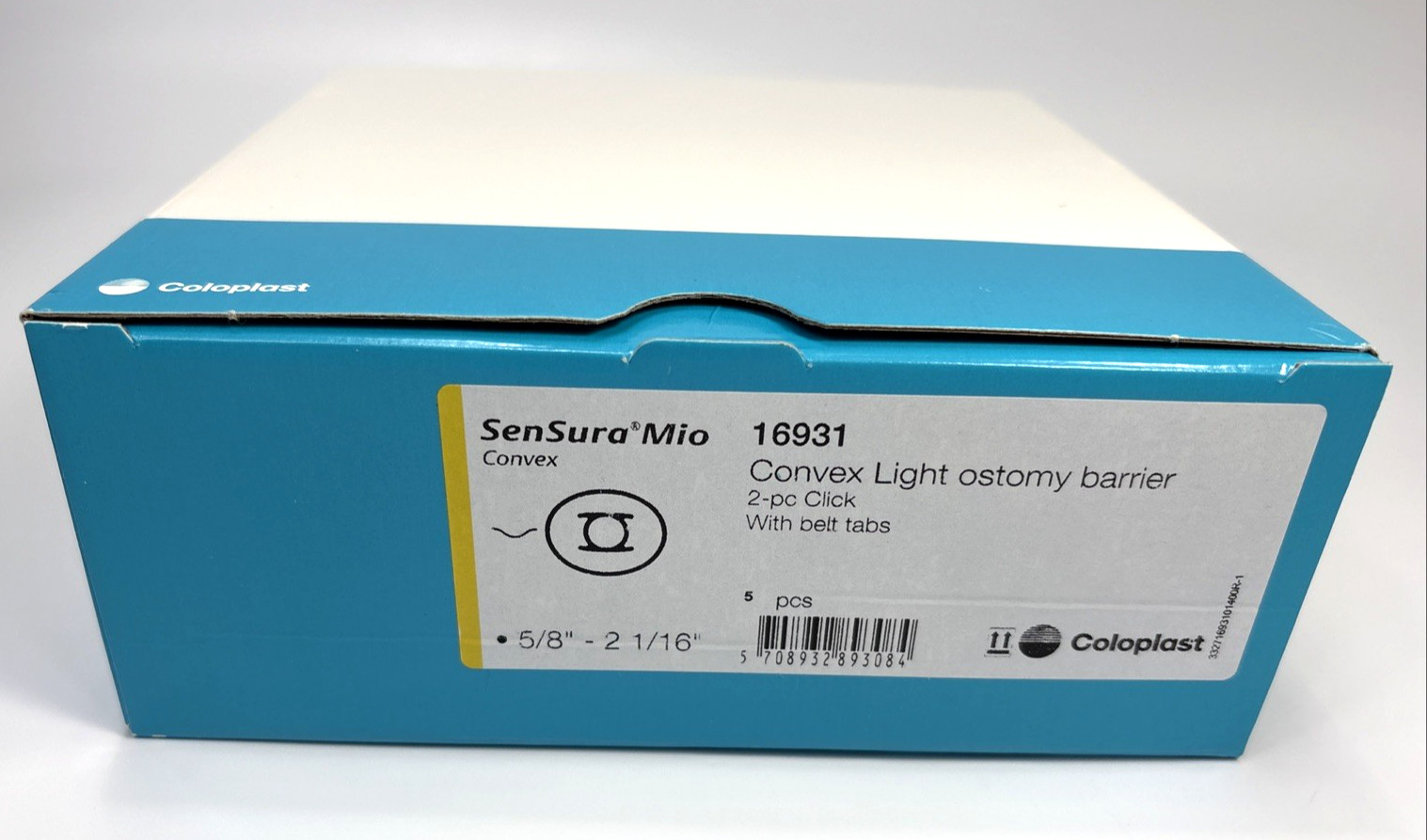 5 Coloplast 16931 SenSura® Mio Convex Ostomy Barriers Expires 09/2026