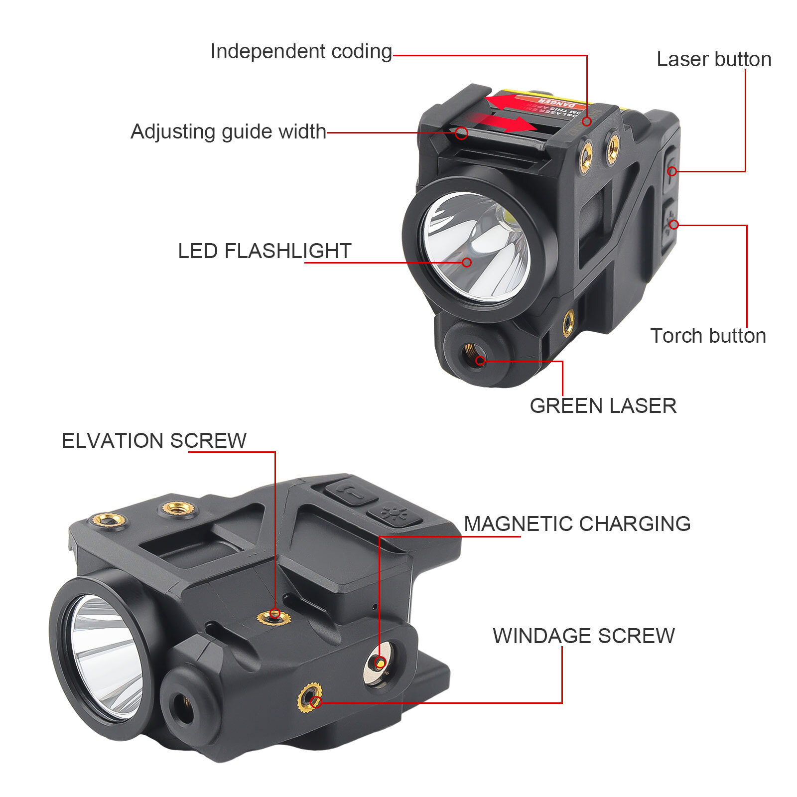 Green Red Blue Laser Sight 500lm Flashlight Combo For Glock 17 19 Taurus G2C G3C
