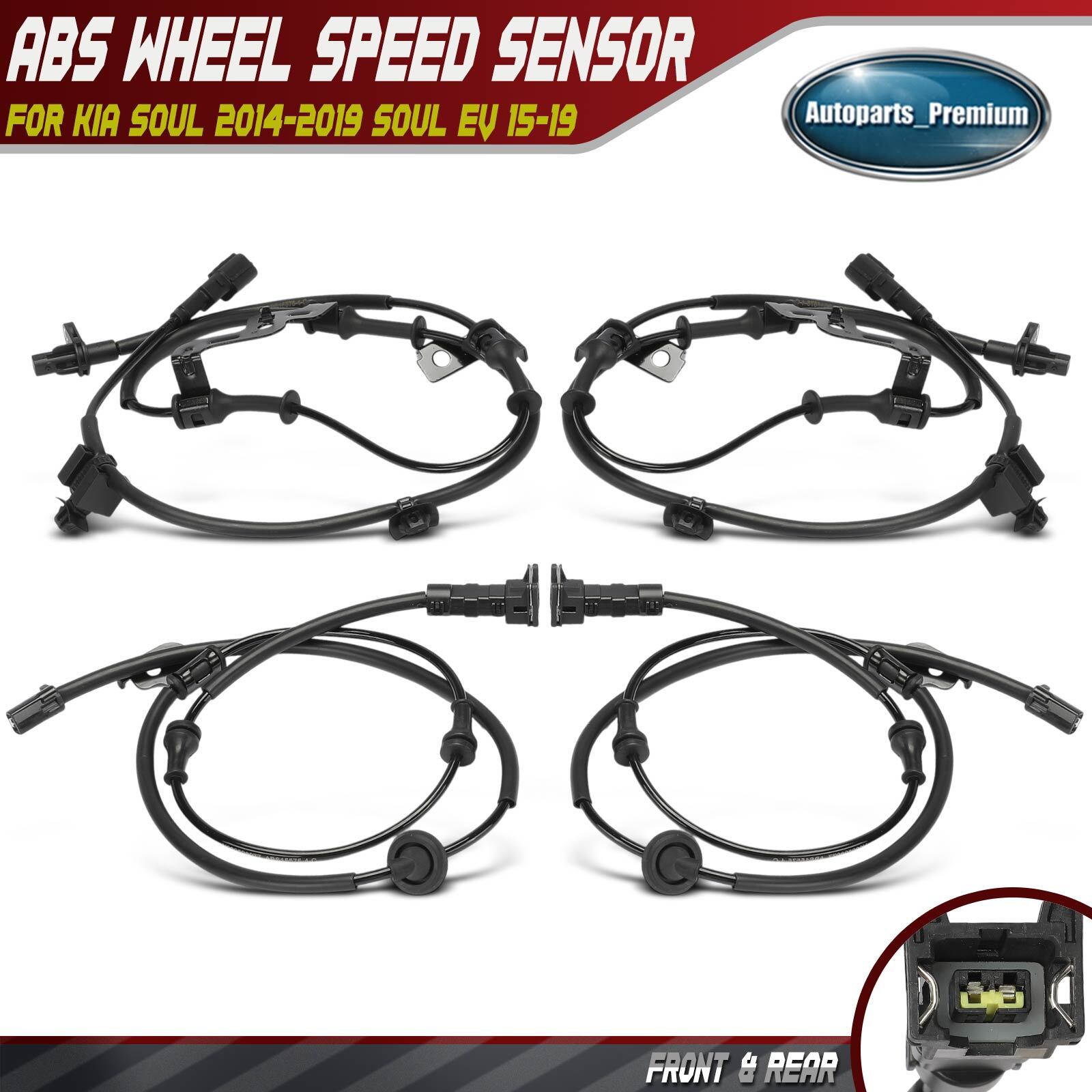 4Pcs Front & Rear ABS Wheel Speed Sensor for Kia Soul 2014-2019 Soul EV 15-19