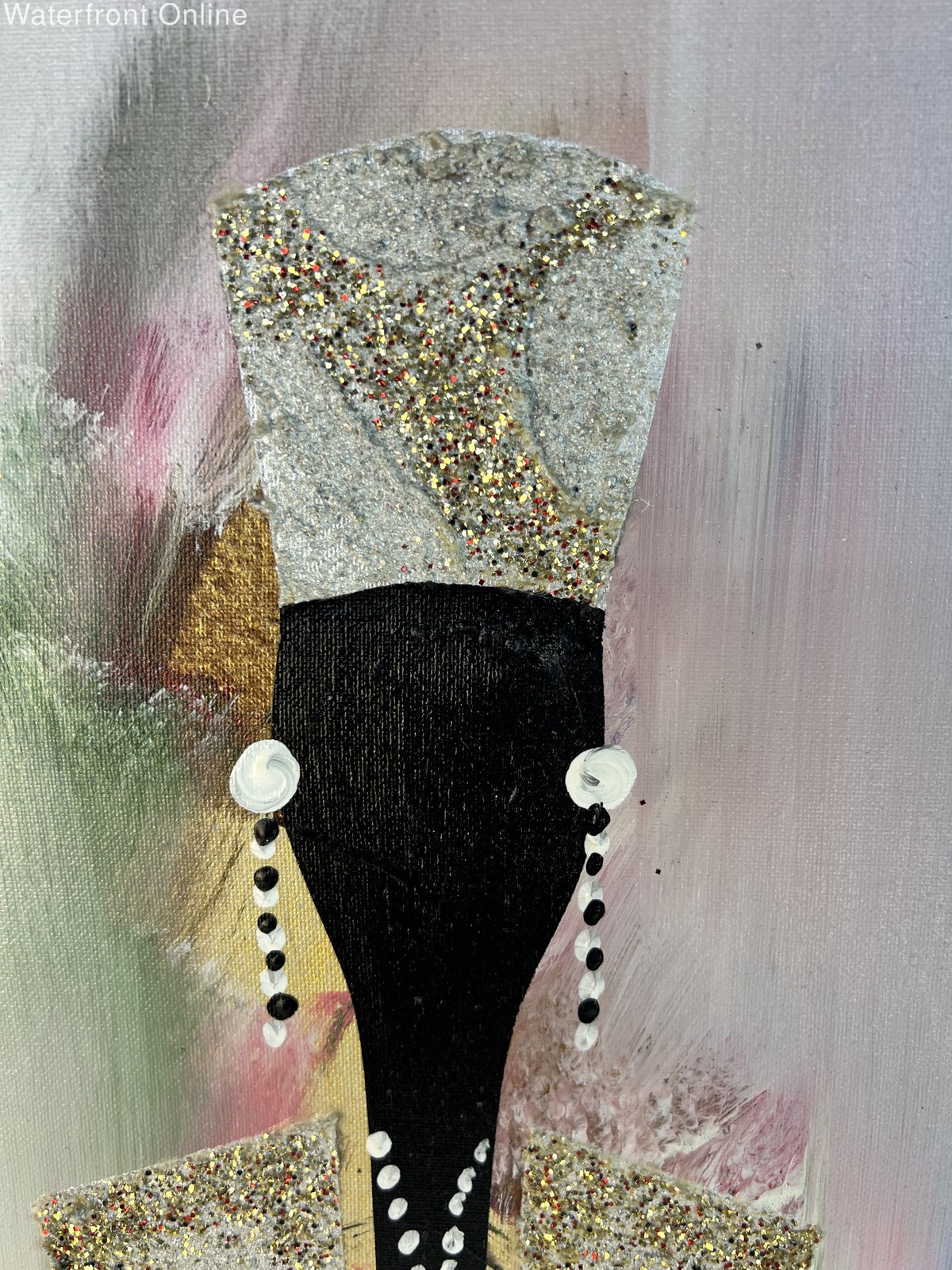 Ashton III Embellished Mixed Media Silhouette Art 28x16 Woman Faces Straight