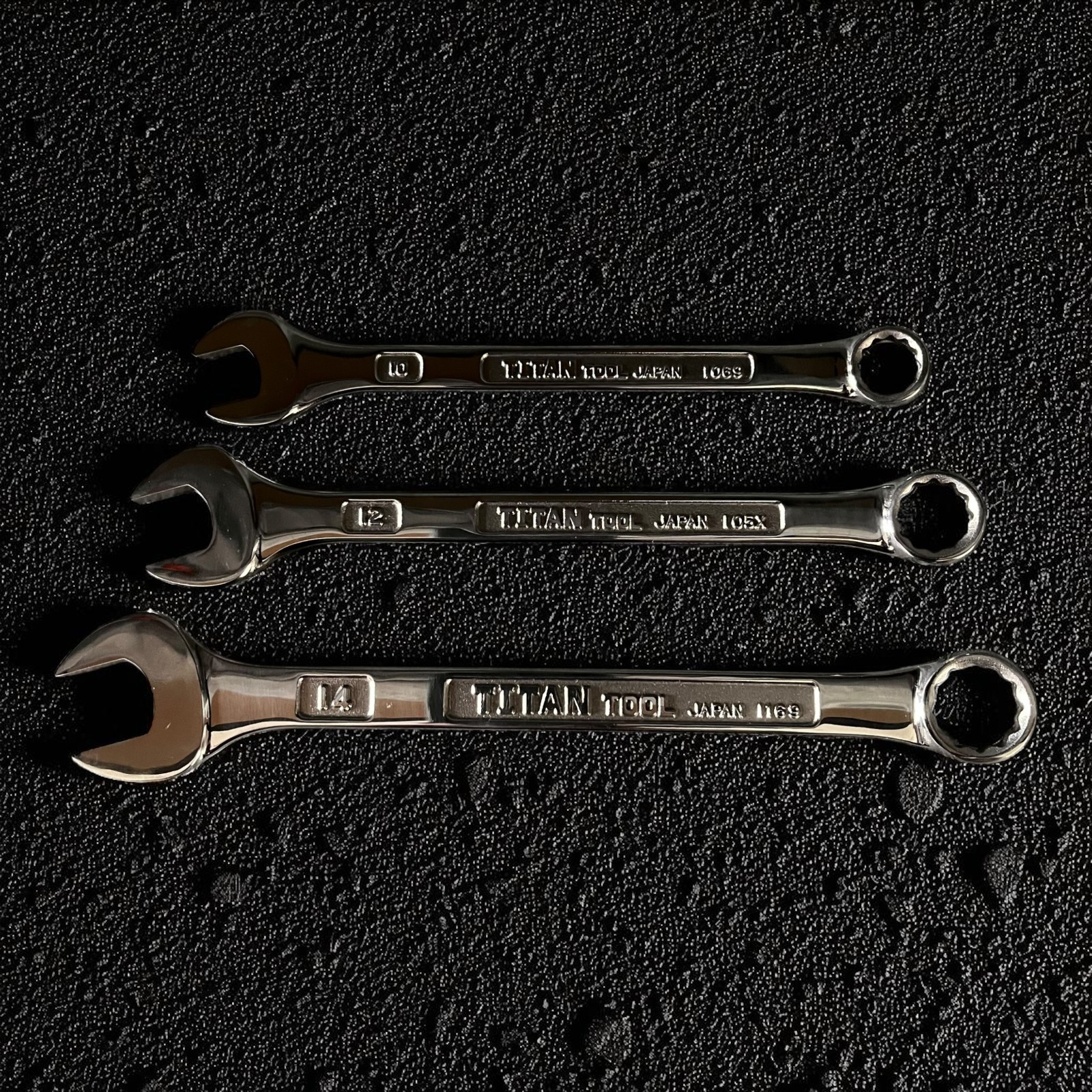 Tone TMS300 Titanium Combination Wrench set 10mm, 12mm, 14mm | Made in Japan