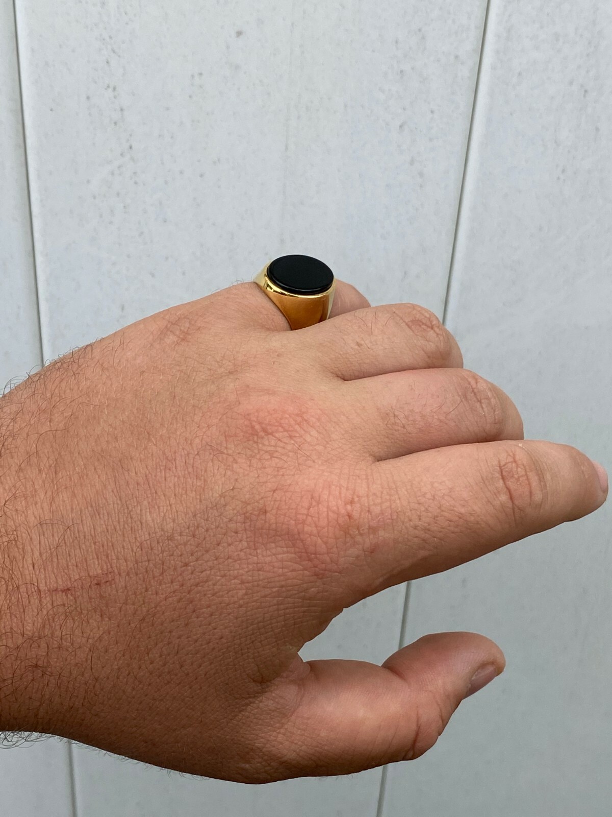 Men's 14k Gold Plated Solid 925 Sterling Silver Black Onyx Signet Ring Size 7-13