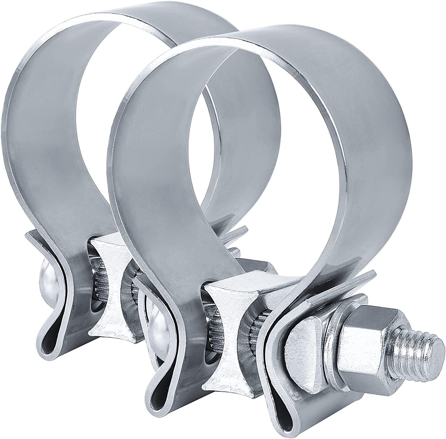 2PCS 2" Inch Narrow Band Exhaust Clamp Lap Joint T409 Stainless Steel 2 in