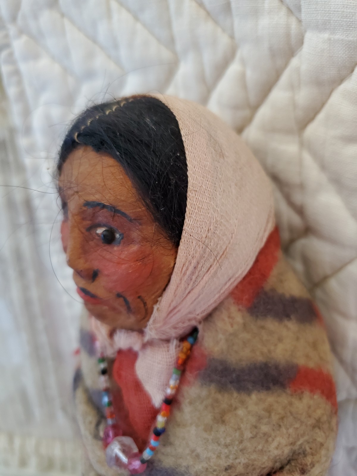 10" Early Mary Frances Woods Native American Indian Skookum Doll 1910-1920s