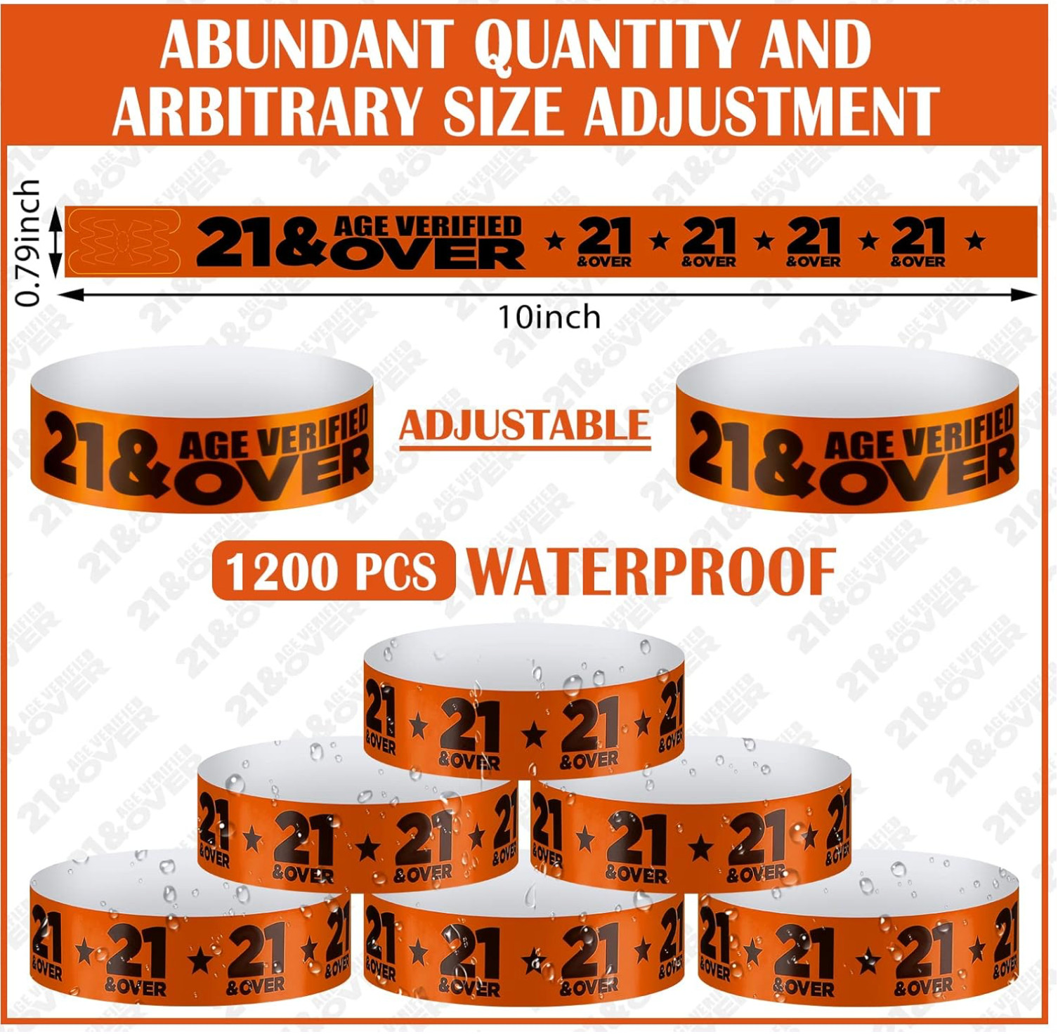 1200 Pcs Over 21 Paper Wristbands Events Colored Waterproof Paper Bracelets