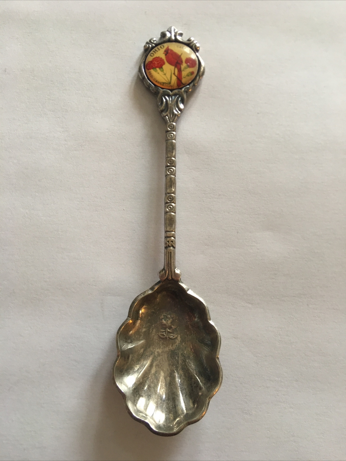 Vintage Souvenir Spoon US Collectible Ohio Cardinal Red Carnation