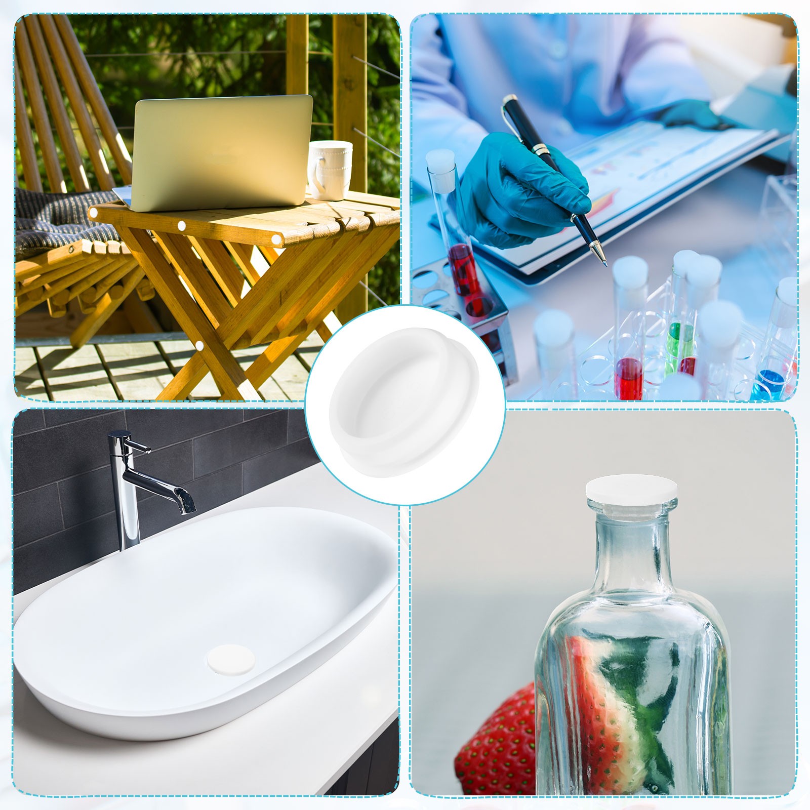 2Pcs Silicone Hole Plug, Round Rubber Stoppers for 62mm/2.44" Hole, White