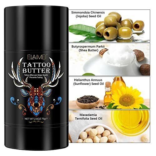 2 Pack Organic Healing Tattoo Moisturizer Cream Aftercare Butter Balm 2.6 Oz New